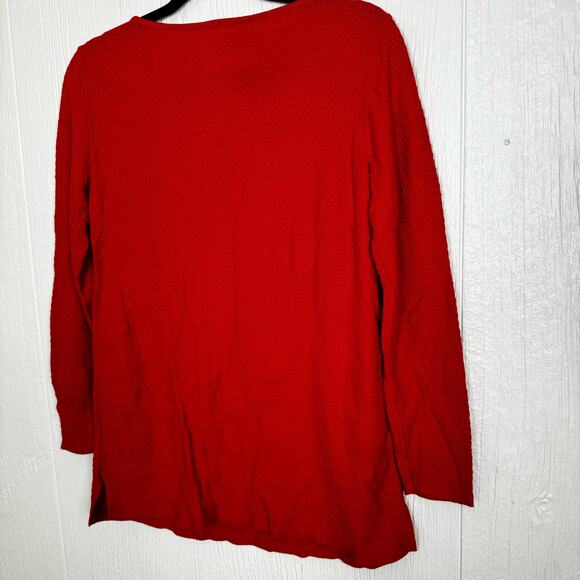 J. Jill Waffle Textured Tunic Shirt Top Boat Neck Long Sleeve Coral Size Small - Picture 2 of 6